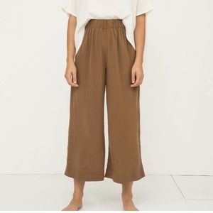 Elizabeth Suzann silk crepe Florence Pants in Moss (S-S)